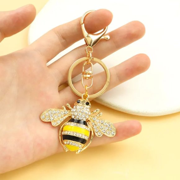 Crystal Rhinestone bee keychain - Picture 2 of 3
